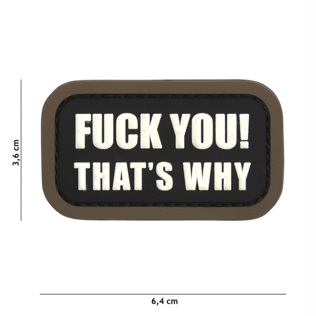 Patch 3D PVC Fuck you that's why Noir - 101 Inc