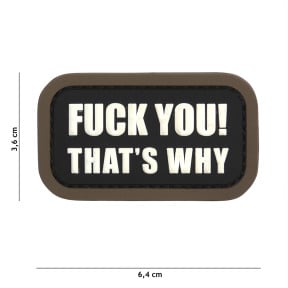 Patch 3D PVC Fuck you that's why Noir - 101 Inc