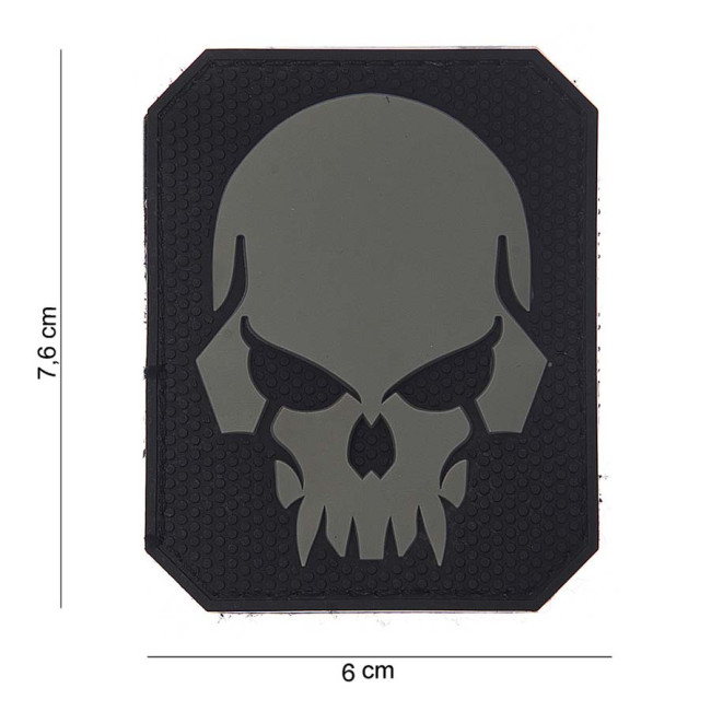 3D PVC Patch Piratenschädel Grau - 101 Inc