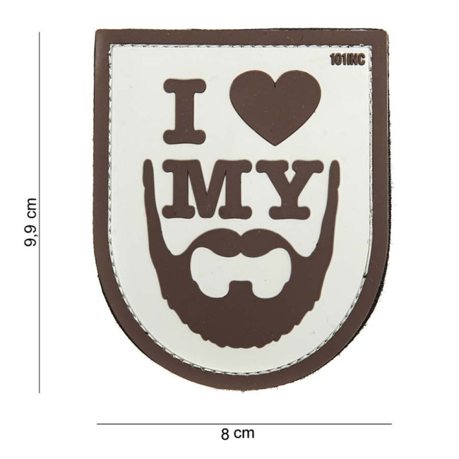 Naszywka 3D PVC I Love My Beard Brązowa - 101 Inc