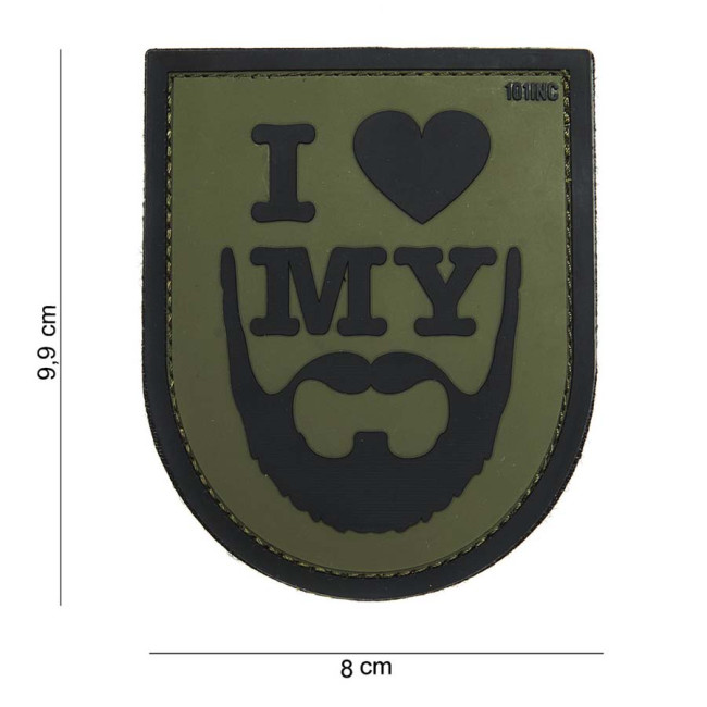 Patch 3D PVC I Love My Beard Blanc - 101 Inc