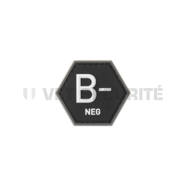 Patch Hexagonaal Zwart Bloedgroep B negatief - Jacket To Go