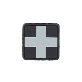 Patch 3D PVC grijze kruis op zwarte achtergrond - 101 Inc