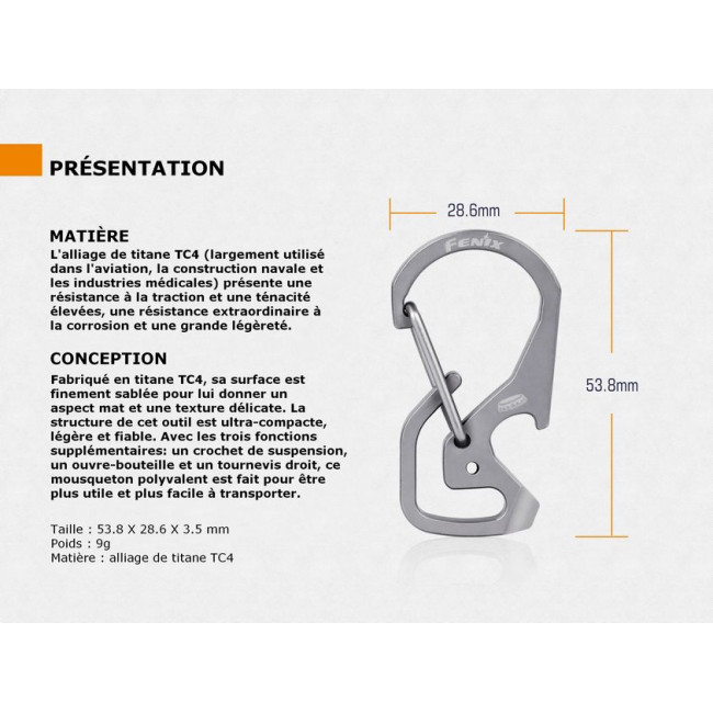 Multifunktions-Aluminiumkarabiner ALB-20 - Fenix