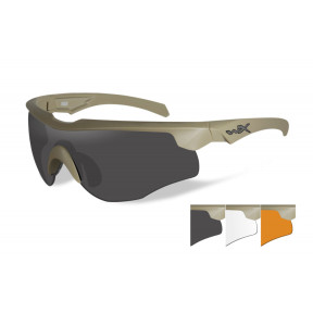 Lunettes de protection balistiques Rogue Comm tan écrans fumé/incolore/orange - Wiley X