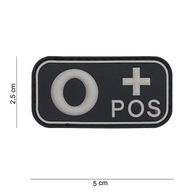 Naszywka 3D PVC grupa krwi O+ czarna - 101 Inc