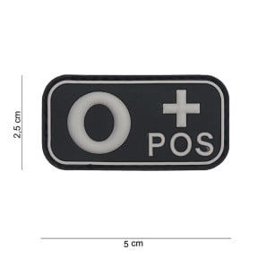 Patch 3D PVC groupe sanguin O+ noir - 101 Inc