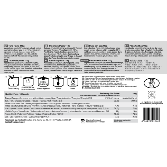 Pâtes au thon - Tactical Foodpack