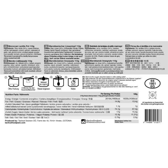 Marokkaanse linzen - Tactical Foodpack
