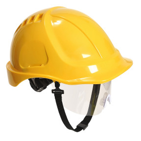 Kask wytrzymałościowy budowlany z wizjerem Żółty - Portwest
