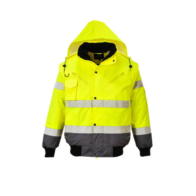 Blouson Haute Visibilité 3 en 1 manches amovibles bicolore Jaune et Gris - Portwest