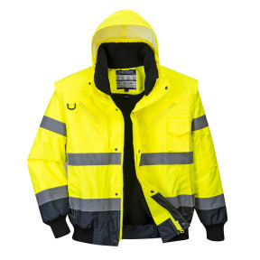 Blouson Haute Visibilité 3 en 1 manches amovibles bicolore Jaune et Marine - Portwest
