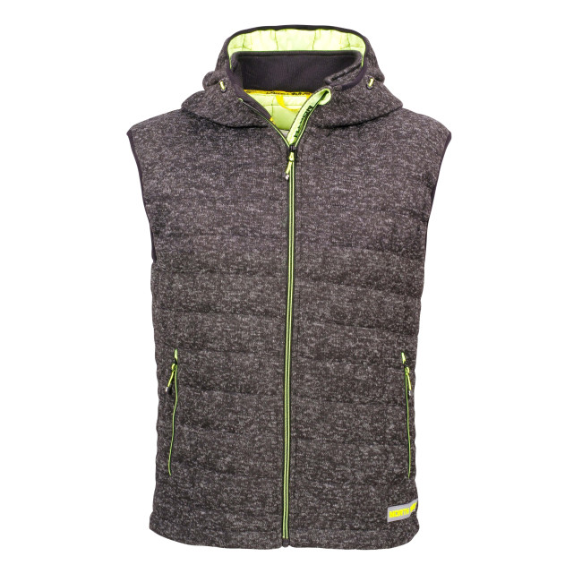 GILET SANS MANCHE MATELASSE TEDDY NOIR ET JAUNE FLUO - North Ways