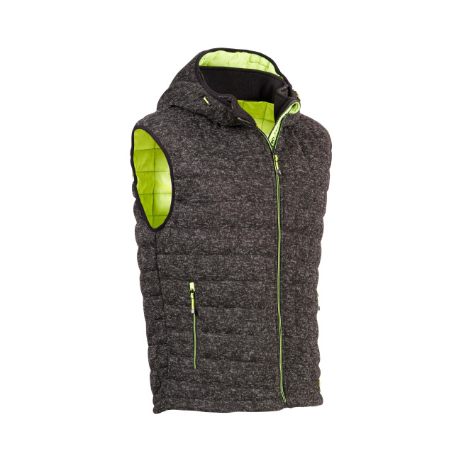 GILET SANS MANCHE MATELASSE TEDDY NOIR ET JAUNE FLUO - North Ways