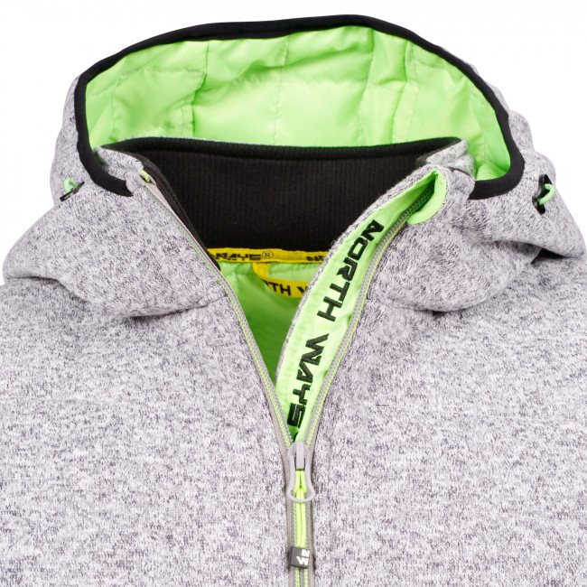 GILET SANS MANCHE MATELASSE TEDDY GRIS CHINE ET VERT FLUO - North Ways