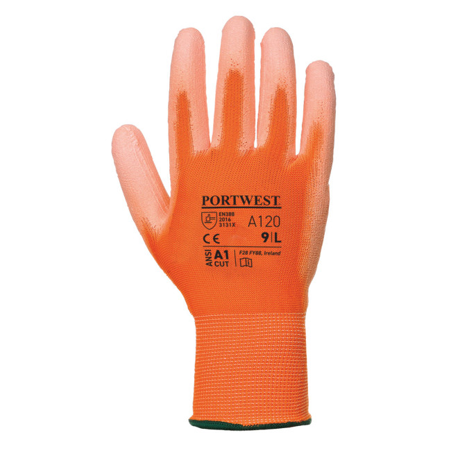 A120 - Nylon handschoenen met PU coating Oranje - Portwest
