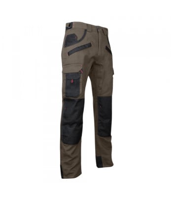 Pantalon de travail bicolor avec poches genouillères Taupe/Noir - TOURBE - LMA