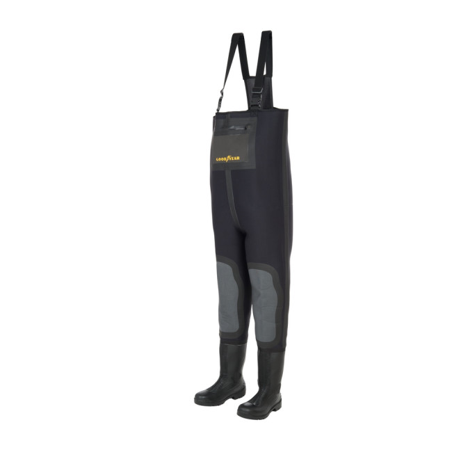Neopreen waadpak Zwart 4mm + knieversterking Cordura + PVC laarzen - GoodYear