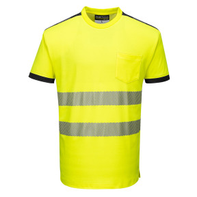Tee-Shirt HV Jaune et Noir bandes segmentées T181 - Portwest