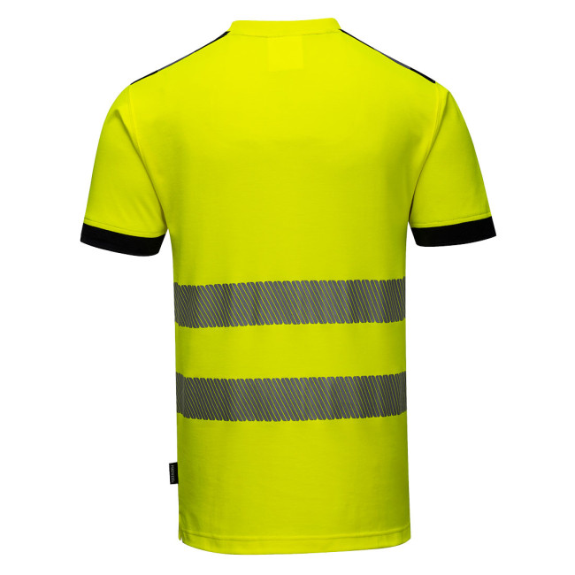 T-Shirt HV Geel en Zwart gesegmenteerde banden T181 - Portwest