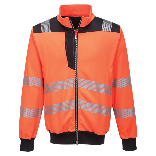 Hochsichtbare Arbeitssweatjacke mit Reißverschluss PW370 Orange/Schwarz - Portwest