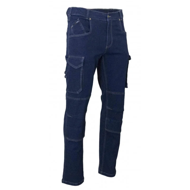 Werkjeans BARIL met kniebeschermers zakken Blauw Denim - LMA