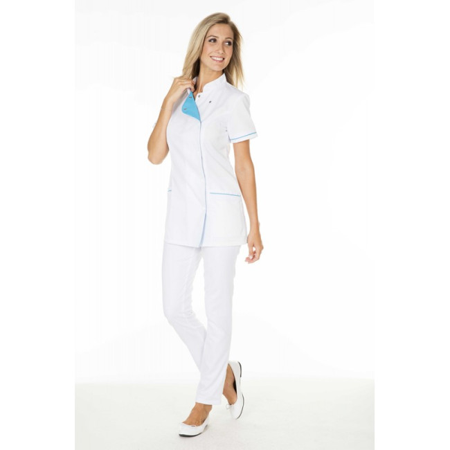 DAMES TUNIEK JULIE KORTE MOUWEN PC JULIE WIT/AZUUR - HASSON
