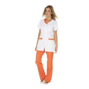 DAMES TUNIEK VALENTINE KORTE MOUWEN PC VALENTINE WIT/KORAAL - HASSON