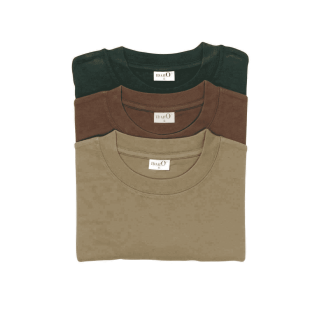 3er-Set Unifarbene T-Shirts Khaki/Beige/Braun - Percussion