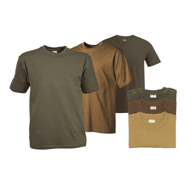 Set van 3 effen T-shirts Kaki/Beige/Bruin - Percussion