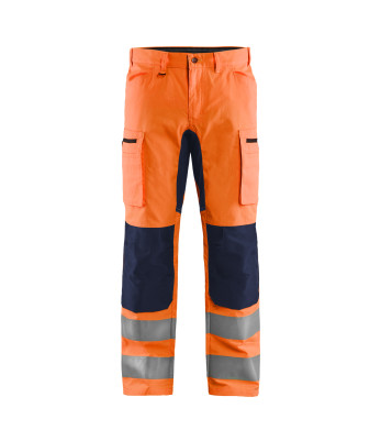 Pantalon artisan haute-visibilité +stretch Orange fluo/Marine - Blaklader
