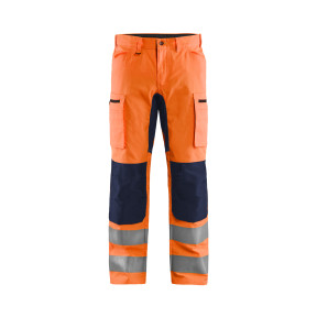 Handwerker-Warnschutzhose +Stretch Neonorange/Marineblau - Blaklader