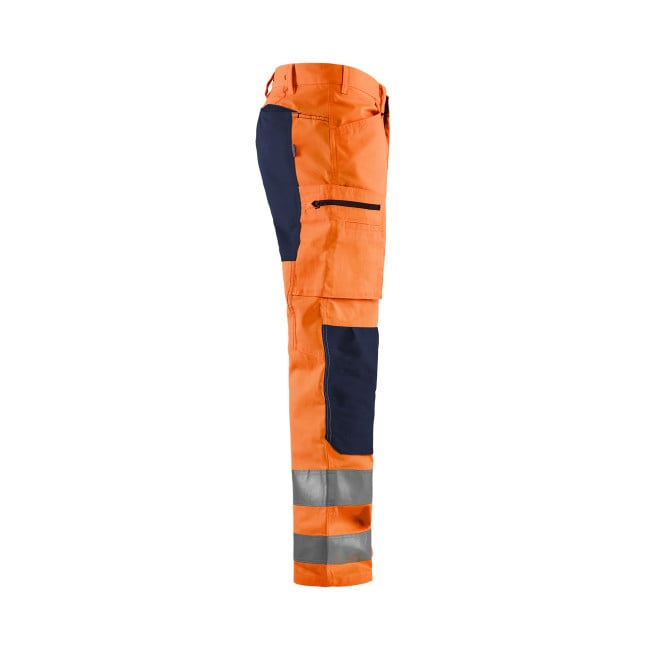 Pantalon artisan haute-visibilité +stretch Orange fluo/Marine - Blaklader