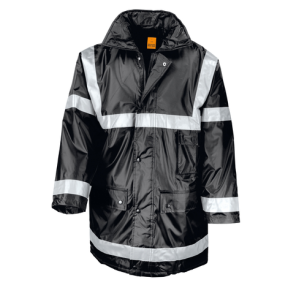 Parka Noir matelassé avec bandes réfléchissantes - Result