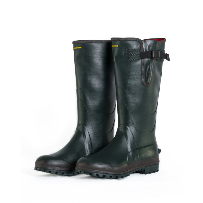 Gummistiefel Waldgrün 100% handgefertigt + Neopren-Futter mit Stahleinlage - GoodYear