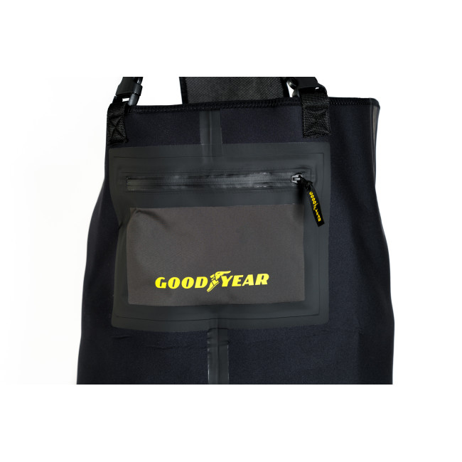 Spodniobuty neoprenowe czarne 4mm + wzmocnienie kolan Cordura + buty PVC - GoodYear