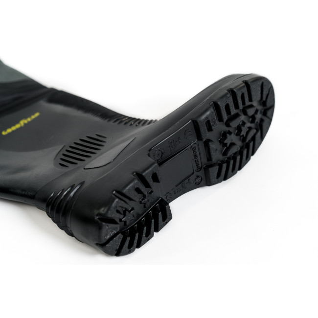 Spodniobuty neoprenowe czarne 4mm + wzmocnienie kolan Cordura + buty PVC - GoodYear
