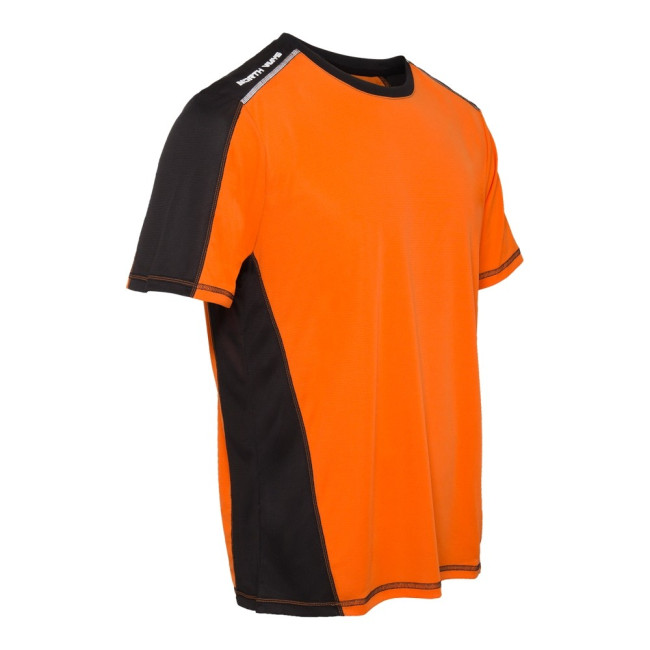 KURZARM-ARBEITS-T-SHIRT HALLEY ORANGE / SCHWARZ - NORTH WAYS