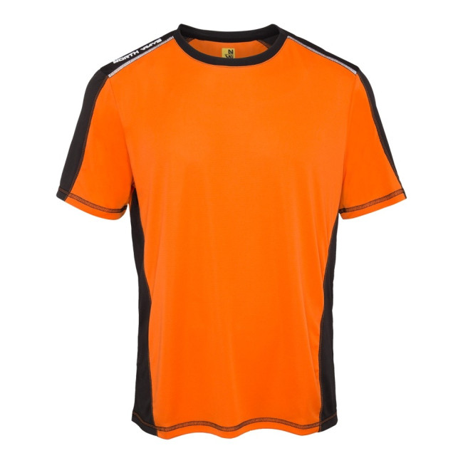 KURZARM-ARBEITS-T-SHIRT HALLEY ORANGE / SCHWARZ - NORTH WAYS