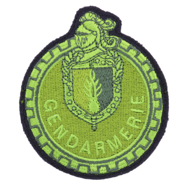 Patch AUF KLETTVERSCHLUSS MOTORRADFAHRER Gendarmerie niedrige Sichtbarkeit Grün