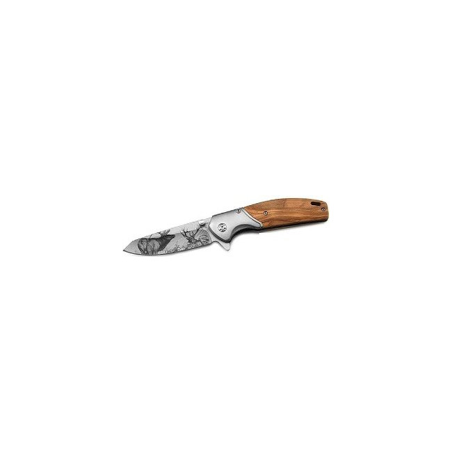 Graviertes Klappmesser mit Hirsch - Stepland