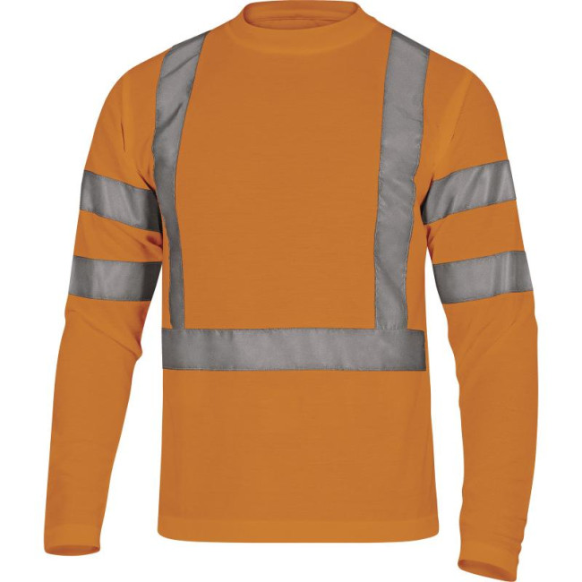 Polyester hoge zichtbaarheid T-shirt lange mouwen Oranje - Delta Plus