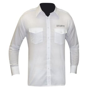 Chemise pilote blanche manches longues brodée SECURITE - Patrol