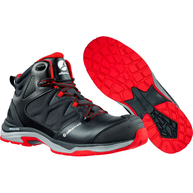 Buty robocze Ultratrail mid S3 Czarne/Czerwone - Albatros