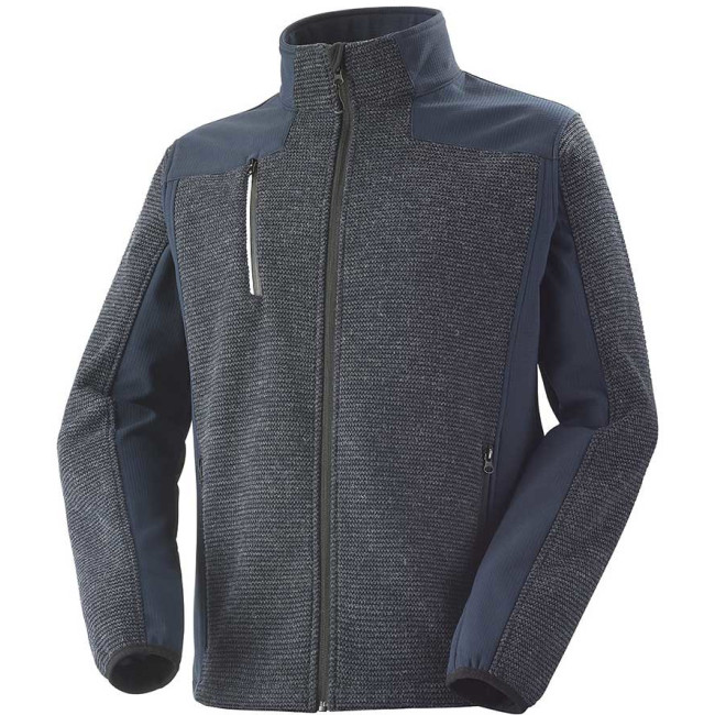 Pull zippé Champoleon bleu chiné et noir - Lafont
