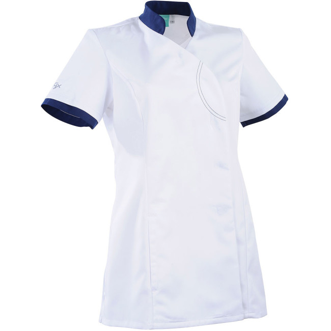 Tuniek getailleerde snit Ayako wit en marineblauw - Lafont