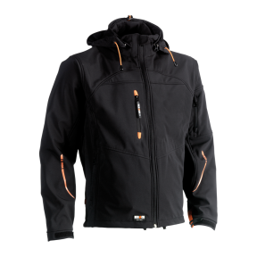 Softshell jas zwart met capuchon POSEIDON - Herock