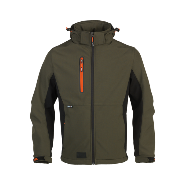 TRYSTAN Softshell-Jacke mit Kapuze Dunkelkhaki/Schwarz - Herock