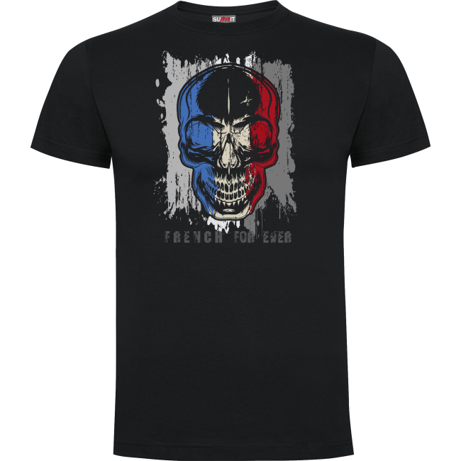 Tee-shirt 100% coton FRENCH FOR EVER noir - Army Design by Summit Outdoor