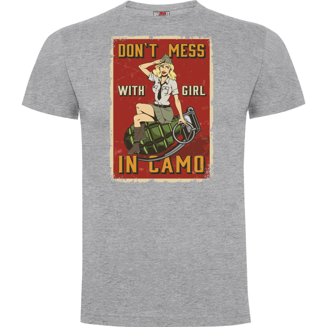 Tee-shirt Don't Mess with girl Gris Chiné - Army Design by Summit Outdoor